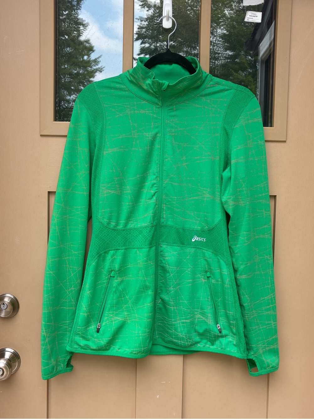 ASICS Full Zip Athletic Top Green Women's Large